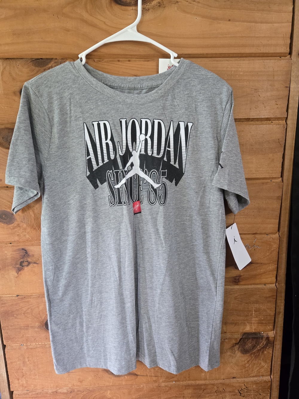 Jordan Gray Air Jordan Graphic Tee with White Jumpman
